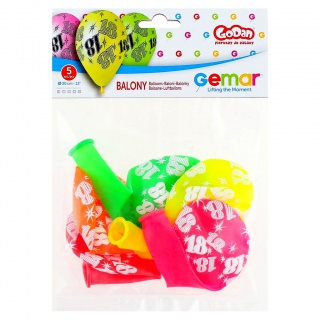 Balony Premium "18", fluor mix, 12" / 5 szt., Balony, Artykuły dekoracyjne