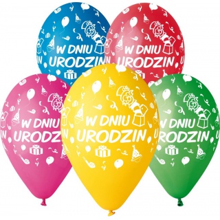 Balony Premium W Dniu Urodzin, 12 cali / 5 szt., Balony, Artykuły dekoracyjne