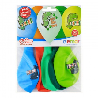 Balony Premium Hel Let's Dino Party, 13 cali/ 5 szt., Balony, Artykuły dekoracyjne
