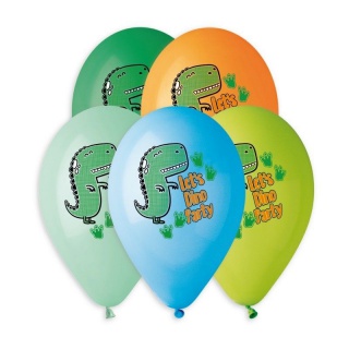 Balony Premium Hel Let's Dino Party, 13 cali/ 5 szt., Balony, Artykuły dekoracyjne