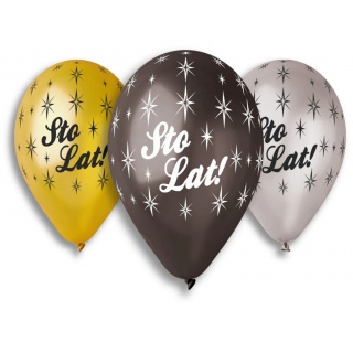 Balony Premium Hel Sto Lat, metaliczne, 13 cali/ 6 szt., Balony, Artykuły dekoracyjne