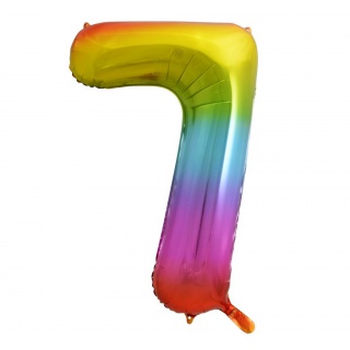 Balon foliowy Cyfra 7, tęczowa, 85 cm, Balony, Artykuły dekoracyjne
