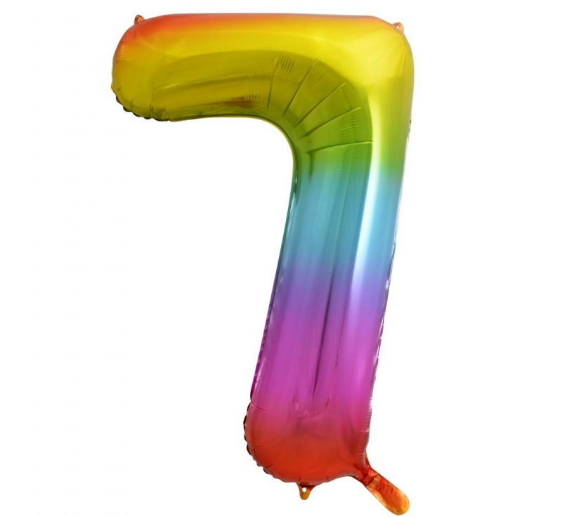 Balon foliowy Cyfra 7, tęczowa, 85 cm Balon foliowy Cyfra 7, tęczowa, 85 cm, Balony, Artykuły dekoracyjne