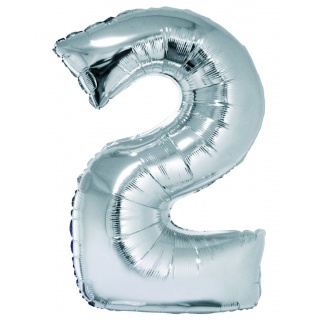 Balon foliowy "Cyfra 2", srebrna, 92 cm, Balony, Artykuły dekoracyjne
