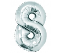 Balon foliowy "Cyfra 8", srebrna, 92 cm, Balony, Artykuły dekoracyjne