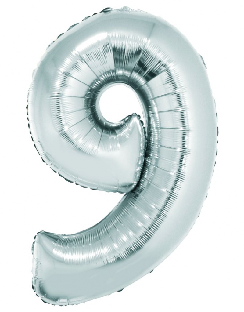 Balon foliowy "Cyfra 9", srebrna, 92 cm Balon foliowy "Cyfra 9", srebrna, 92 cm, Balony, Artykuły dekoracyjne