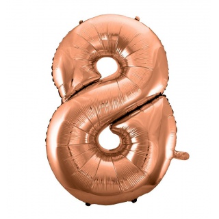 Balon foliowy "Cyfra 8", różowo-złota, 92 cm, Balony, Artykuły dekoracyjne