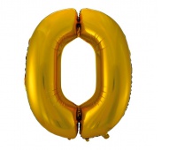 Balon foliowy "Cyfra 0", złota, matowa, 92 cm, Balony, Artykuły dekoracyjne