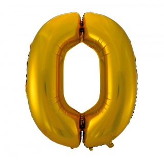 Balon foliowy "Cyfra 0", złota, matowa, 92 cm, Balony, Artykuły dekoracyjne