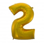 Balon foliowy "Cyfra 2", złota, matowa, 92 cm, Balony, Artykuły dekoracyjne