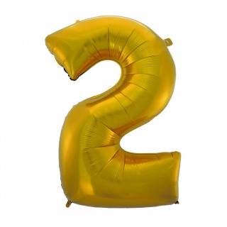 Balon foliowy "Cyfra 2", złota, matowa, 92 cm, Balony, Artykuły dekoracyjne
