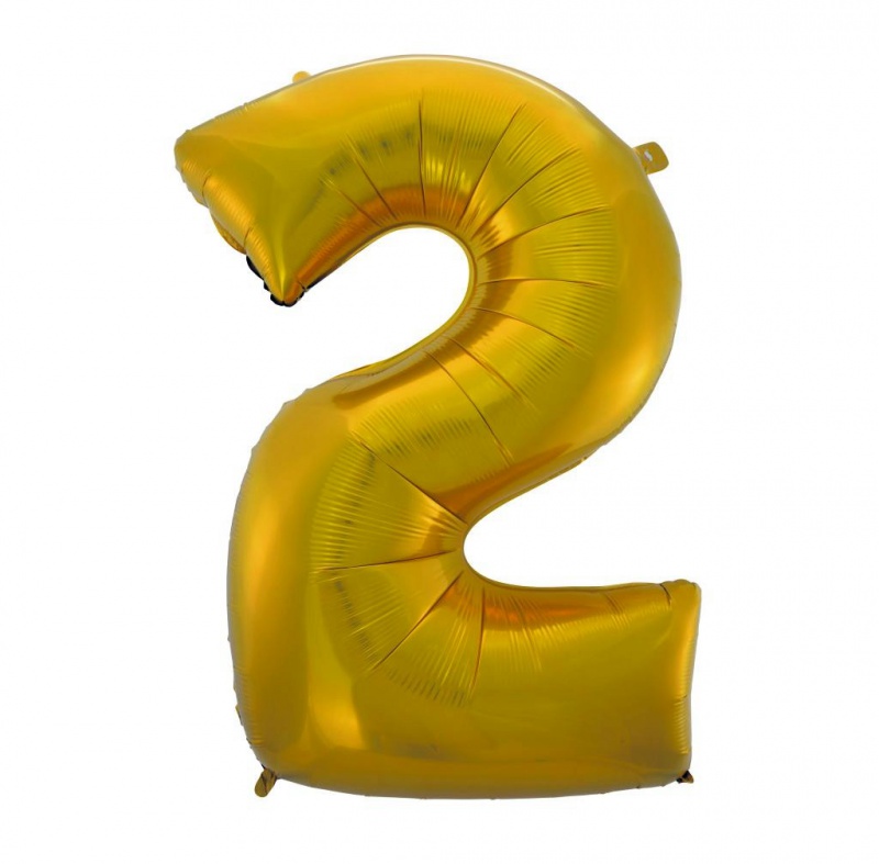 Balon foliowy "Cyfra 2", złota, matowa, 92 cm Balon foliowy "Cyfra 2", złota, matowa, 92 cm, Balony, Artykuły dekoracyjne