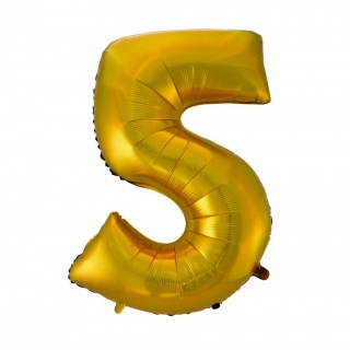 Balon foliowy "Cyfra 5", złota, matowa, 92 cm, Balony, Artykuły dekoracyjne