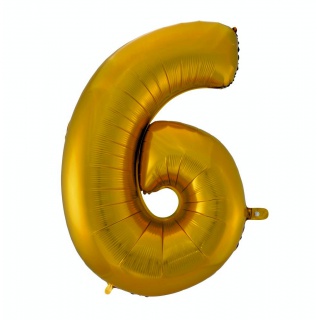 Balon foliowy "Cyfra 6", złota, matowa, 92 cm, Balony, Artykuły dekoracyjne