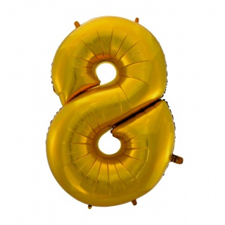 Balon foliowy "Cyfra 8", złota, matowa, 92 cm, Balony, Artykuły dekoracyjne