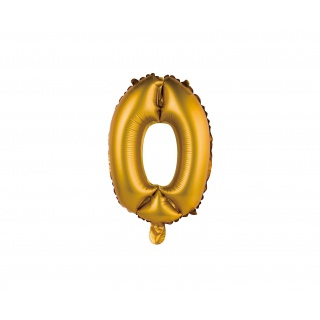 Balon foliowy "Cyfra 0", złota, matowa, 35 cm, Balony, Artykuły dekoracyjne