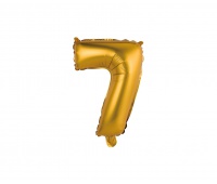 Balon foliowy "Cyfra 7", złota, matowa, 35 cm, Balony, Artykuły dekoracyjne