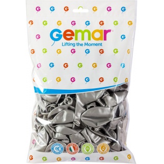 Balon GM90 metal 10" - "srebrny" / 100 szt., Balony, Artykuły dekoracyjne