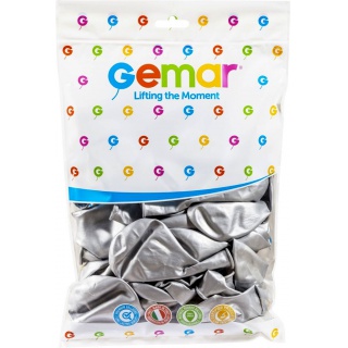 Balony GB120 shiny 13 cali - srebrne/ 50 szt., Balony, Artykuły dekoracyjne