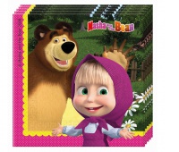 Serwetki Masha And The Bear, 33x33 cm, 20 szt., Naczynia jednorazowe i serwetki, Artykuły higieniczne i dozowniki