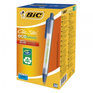 BIC Ecolutions Clic Stic Długopis niebieski 1 szt, Długopisy, Artykuły do pisania i korygowania