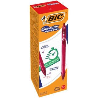 BIC Gel-ocity Quick Dry Długopis żelowy czerwony 1 szt, Żelopisy, Artykuły do pisania i korygowania