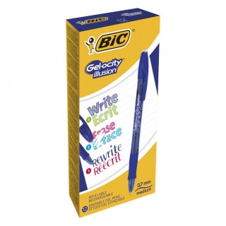 BIC Gel-ocity Illusion Długopis wymazywalny niebieski 1 szt, Żelopisy, Artykuły do pisania i korygowania