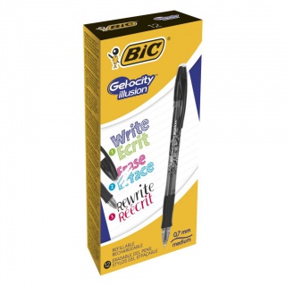 BIC Gel-ocity Illusion Długopis wymazywalny czarny 1 szt, Żelopisy, Artykuły do pisania i korygowania