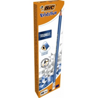 BIC Evolution Triangle Ołówek trójkątny z gumką Pudełko 12 szt, Ołówki, Artykuły do pisania i korygowania