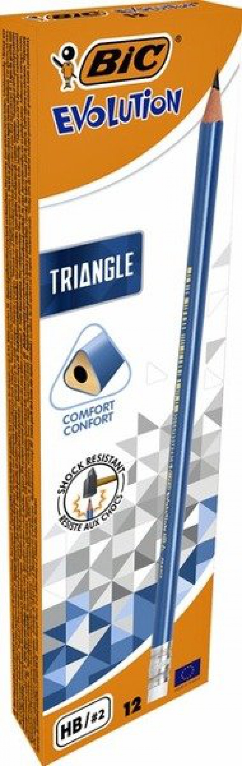 BIC Evolution Triangle Ołówek trójkątny z gumką Pudełko 12 szt BIC Evolution Triangle Ołówek trójkątny z gumką Pudełko 12 szt, Ołówki, Artykuły do pisania i korygowania