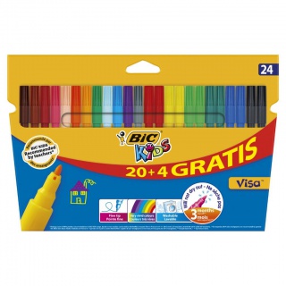 BIC Kids Kid Visa Flamastry 24 kolory, Flamastry, Artykuły szkolne
