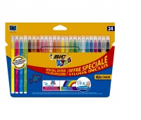 BIC Kids Kid Couleur Fluo Flamastry 24 kolory, Flamastry, Artykuły szkolne