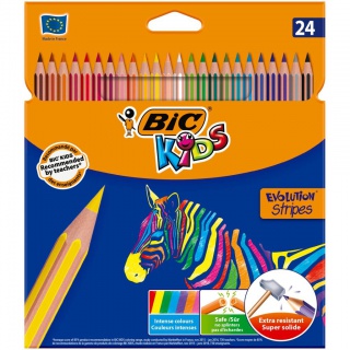 BIC Kids Eco Evolution Stripes Kredki ołówkowe 24 kolory, Plastyka, Artykuły szkolne