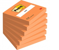 Karteczki samoprzylepne POST-IT® (654N), 76x76mm, 1x100 kart., jaskrawy pomarańczowy
