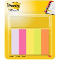 Post-® Notes Markers neon 670-5 5 pads 100 sheets (orange, green,yellow, pink & neon pink) 15 x50 mm