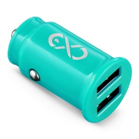 Uniwersal car charger EXC Cute, 2xUSB, 2.4A, mint