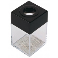 Pojemnik magn. na spinacze mały transparentny czarny, Przyborniki na biurko, Drobne akcesoria biurowe