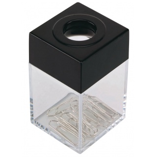 Magnetic Paper Clip Container Q-CONNECT, small, transparent black