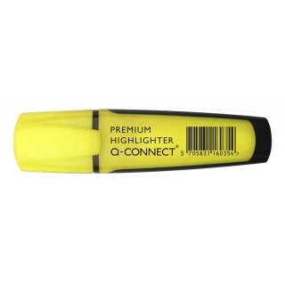 Zakreślacz fluor. Q-CONNECT Premium, 2-5mm (linia), gumowana rękojeść, żółty, Textmarkery, Artykuły do pisania i korygowania