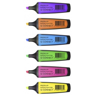Zakreślacz fluor. Q-CONNECT Premium, 2-5mm (linia), gumowana rękojeść, żółty, Textmarkery, Artykuły do pisania i korygowania