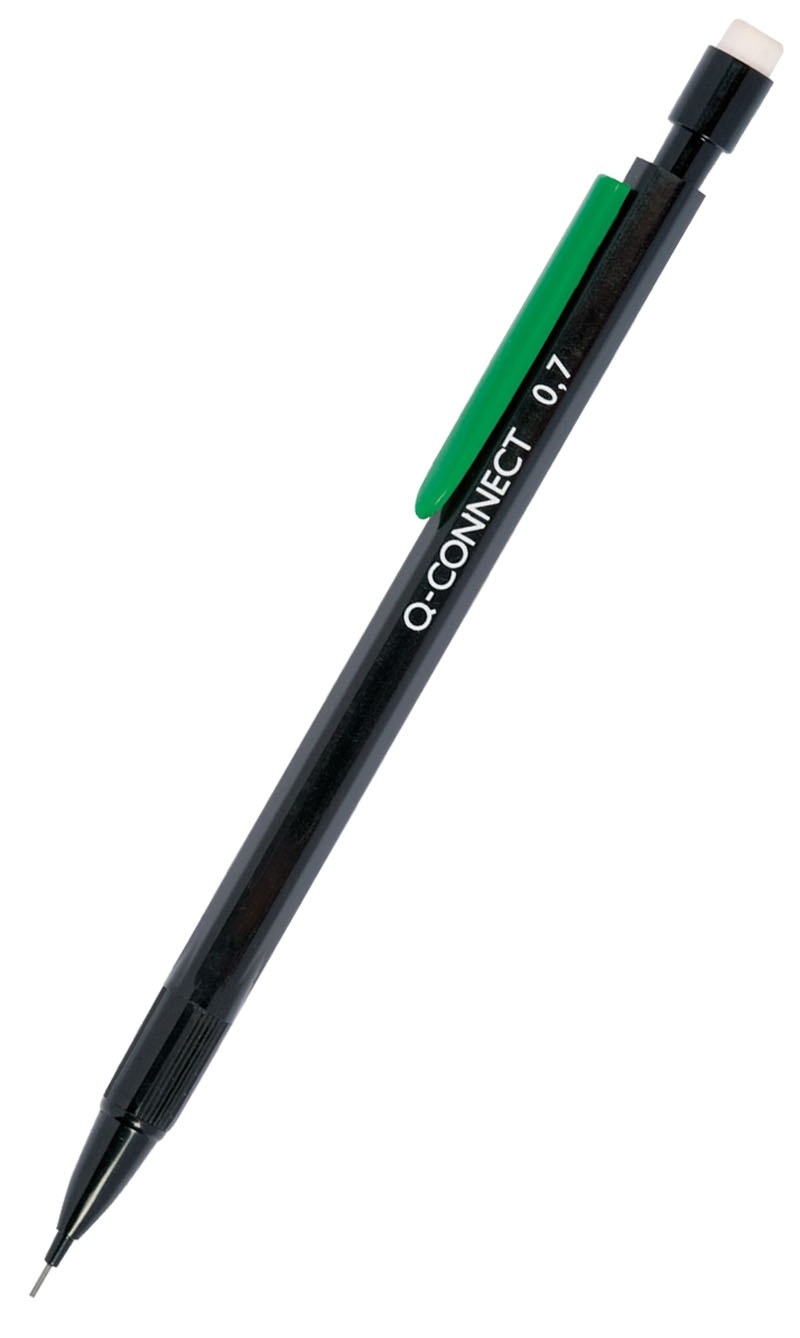 Ołówek automatyczny Q-CONNECT 0,7mm, czarny, GRATIS - grafity