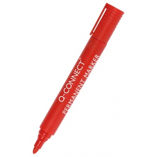 Marker permanentny Q-CONNECT, okrągły, 2-3mm (linia), czerwony, Markery, Artykuły do pisania i korygowania