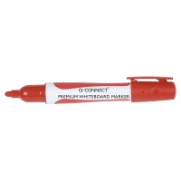 Marker do tablic Q-CONNECT Premium, gum. rękojeść, okrągły, 2-3mm (linia), czerwony, Markery, Artykuły do pisania i korygowania
