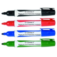Whiteboard Marker Q-CONNECT Premium, rubber handle, round, 2-3mm (line) 4pcs, assorted colours