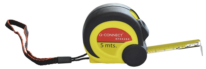 Miarka metalowa Q-CONNECT, zwijana, 19mmx5m, czarno-żółta, Miarki, Urządzenia i maszyny biurowe