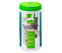 Screen Cleaning Wet Wipes Q-CONNECT, dispenser tub, 100pcs, Cleaning products, Computer accessories