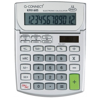 Kalkulator biurowy Q-CONNECT, 12-cyfrowy, 102x140mm, szary