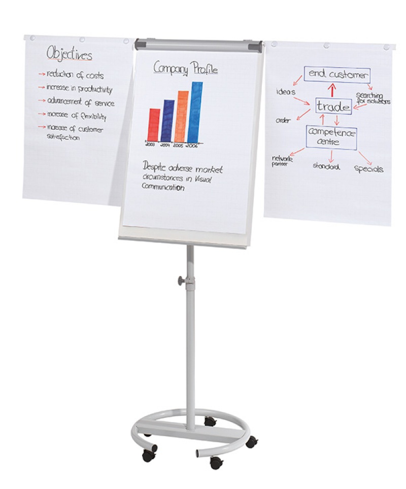 Flipchart Mobile Easel FRANKEN, 68x110cm, Magnetic Dry-wipe Board, with Extending Display Arms
