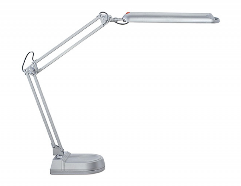 Lampka energooszczędna na biurko MAULatlantic, 11W, srebrna, Lampki, Urządzenia i maszyny biurowe