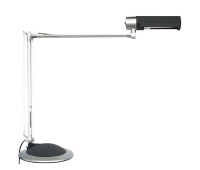 Lampka energooszczędna na biurko MAULoffice, 20W, mocowana zaciskiem, srebrno-czarna, Lampki, Urządzenia i maszyny biurowe